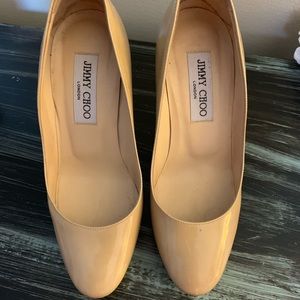 Jimmy Choo Patent Leather Nude Pumps